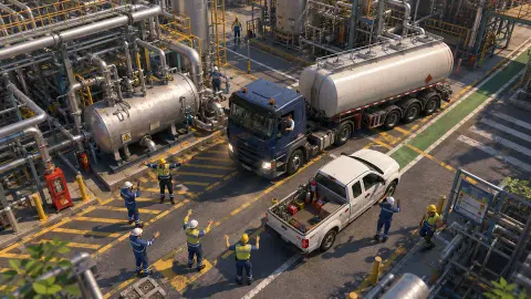 The tanker has pulled in until it is right against the process vessel